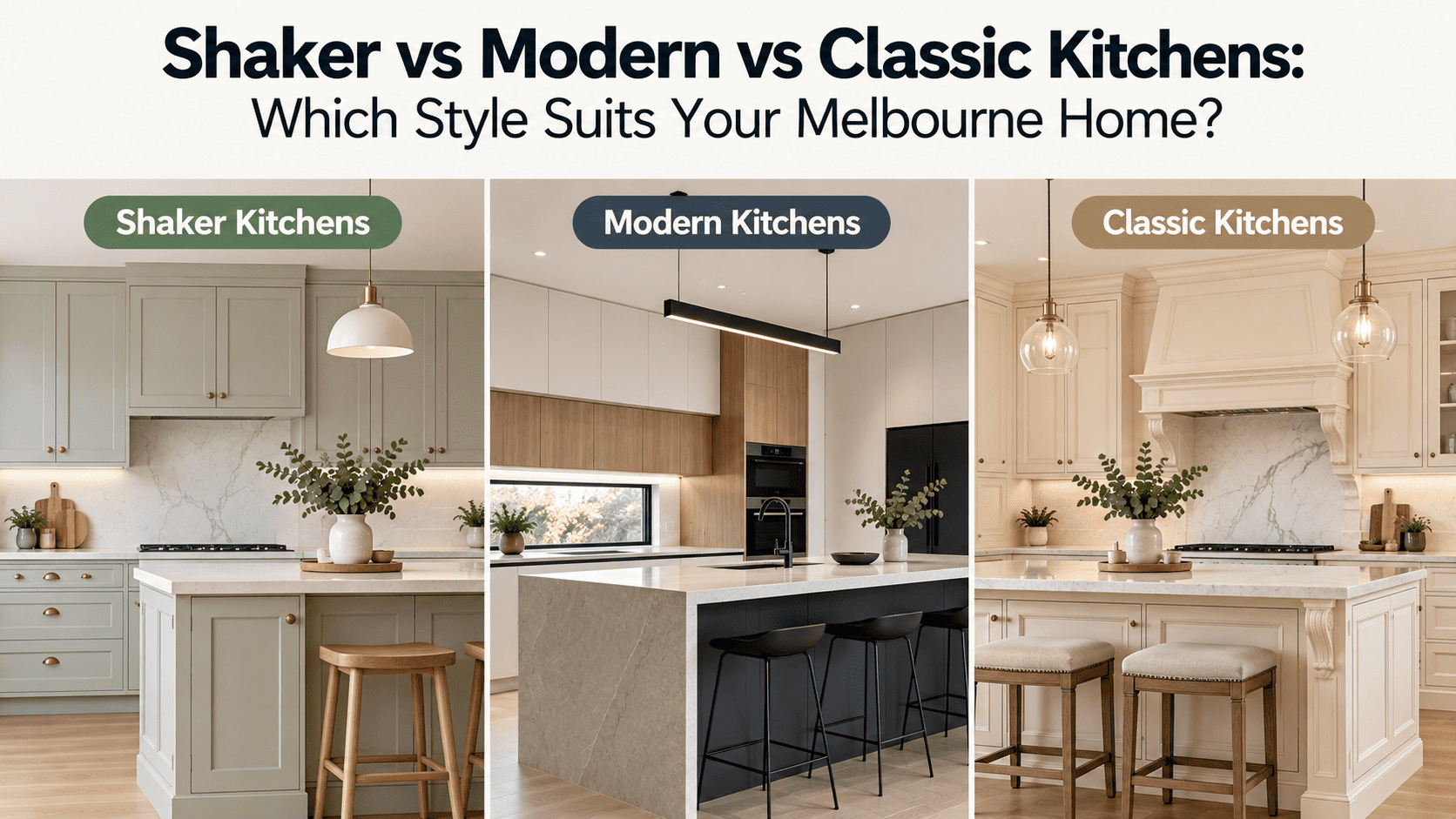 Shaker vs Modern vs Classic Kitchens: Which Style Suits Your Melbourne Home?