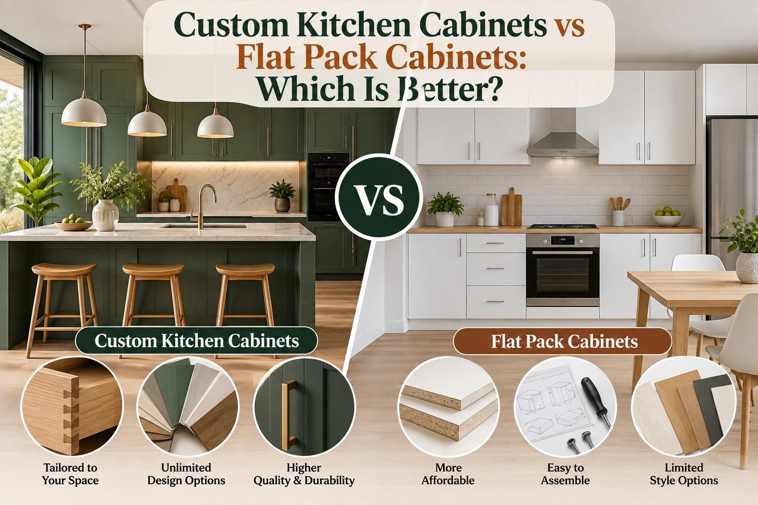 Custom Kitchen Cabinets vs Flat Pack Cabinets: Which Is Better?